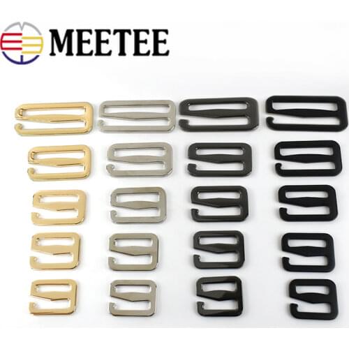 Meetee 5pcs 21/26/32/38mm Metal Tri-Glide Hook Adjust Buckles Bag Belt Strap Slider Hooks Clasp DIY Luggage Webb 6-shaped Buckle