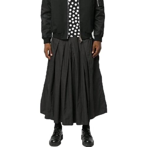 Men clothing GD Hair Stylist fashion personality Fold Culottes Loose casual Wide Leg pants plus size stage costumes