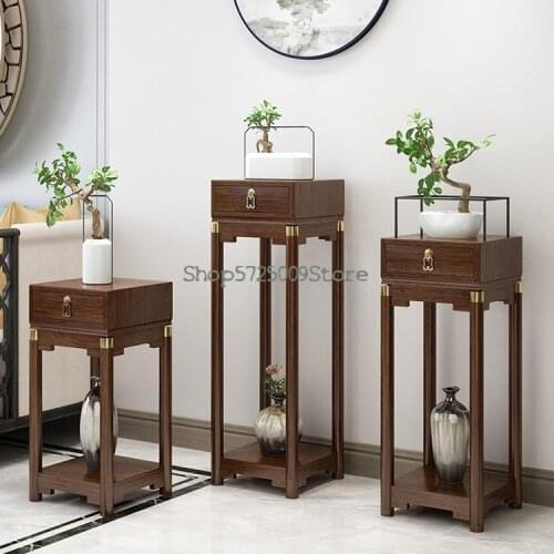 New Chinese antique flower stand living room high-end flower table bonsai stand indoor floor flower table porch light luxury sto