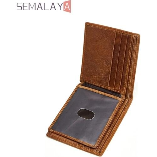 New Men Wallets RFID Blocking Men Wallets Vintage Cow Genuine Leather Business Short Wallet Excellent Quality In Stock