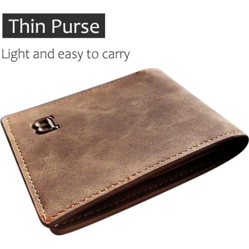 New Retro Men Wallets Small Money Purses Wallets New Design Dollar Price Top Men Slim Wallet With Coin Bag Zipper Wallet