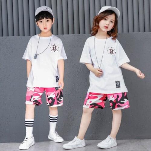 Girl Boy Hip Hop Clothing Dance Costume for Kids Jazz Ballroom Dancing T Shirt Shorts Pant Competition Costumes Stage Outfits LJ