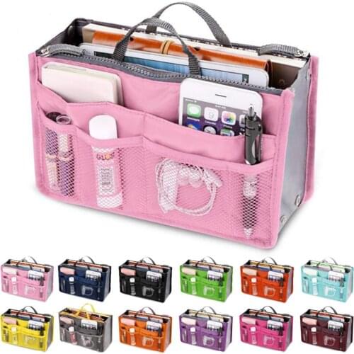 Organizer Insert Bag Women Nylon Travel Insert Organizer Handbag Purse Large Liner Lady Makeup Cosmetic Bag Cheap Female Tote