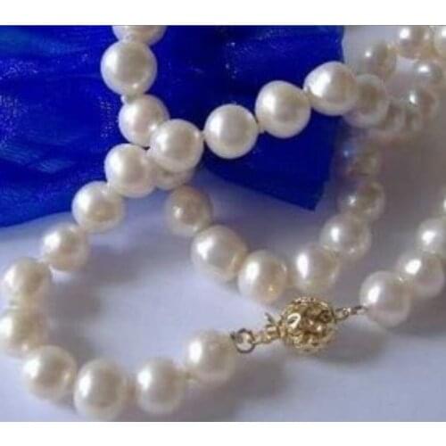 8-9MM AA+ White Freshwater Cultured Pearl Necklace 17"