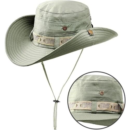 UV Protection Bucket Hat Summer Fisherman Hats Men Outdoor Hunting Camping Hiking Boating Cap Wide Brim Panama Cotton Headwear