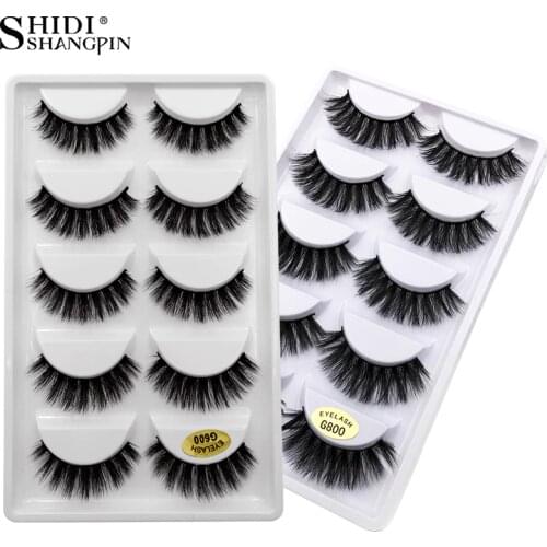 SHIDISHANGPIN 5 Pairs Eyelashes 3d Mink Eyelashes Natural Long Strip 3d Lashes Maquillaje Fake Eyelashes Makeup Mink Eyelashes