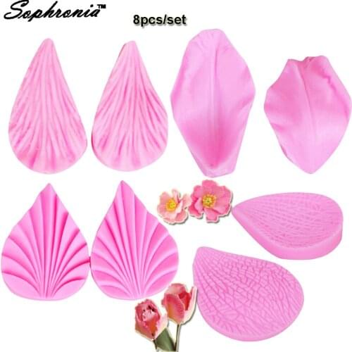 Sophronia Phalaenopsis Tulip Flower Leaf Petals Silicone Mold Chocolate Wedding Fondant Cake Decorating Tools Bakeware C094