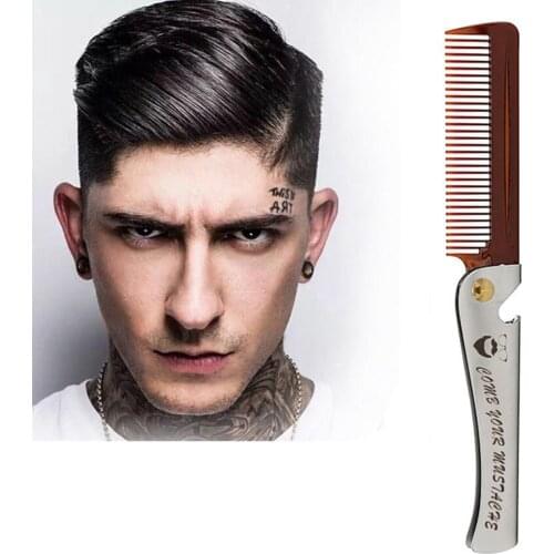 Folding Steel Combs For Men Oil Head Portable Beard Foldable Comb Anti Product Effect Static Combs Hair Styling Combs For M X6Y2