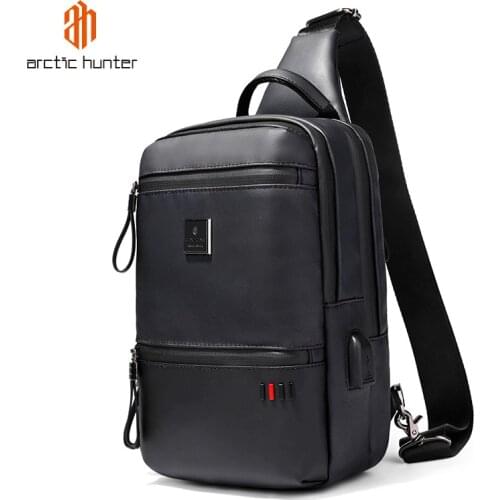 ARCTIC HUNTER Mens Single Messenger Bag with USB Charging Chest Pack Short Trip Crossbody Bags for Man Waterproof Sling Pouch
