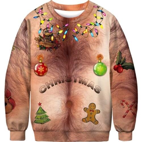 2020 New Fashion Christmas Hoodie Body Printed Top Hot Round Neck Unisex Lovers Loose Long Sleeve Round Collar Fall Warm Shirt