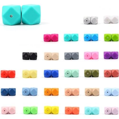 100pc 14mm Mini Hexagon Silicone Teething Bead Baby Sensory Teethers Nursing Necklaces Chewing Beads Supplier