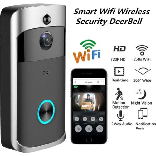 Smart WIFI Wireless Video Doorbell Remote PIR Monitor Intercom Doorbell with Chime Apartment IR Alarm Wireless Security Camera