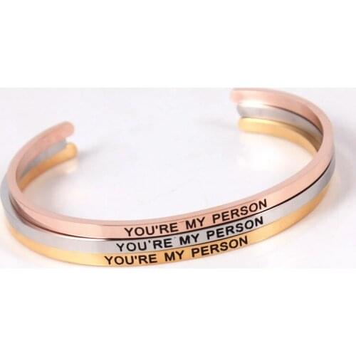 Inspirational Cuff Bracelet BangleMantra Quote Stainless Steel Engraved Best Friend Sister Gift for Women Girls with Message