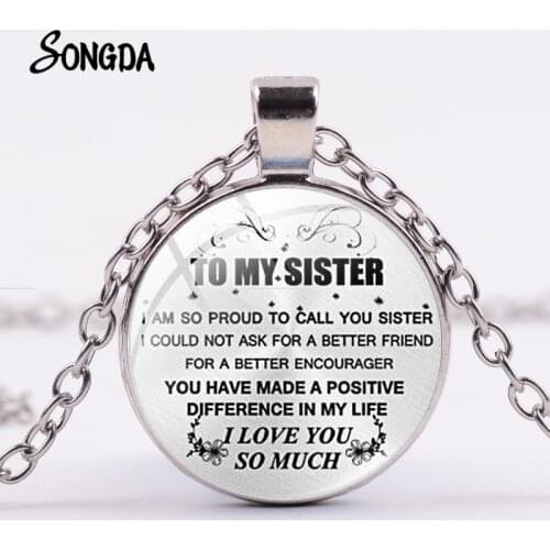 Inspirational Words To My Sister Necklace I Love You So Much Creative Simple Letter Printed Pendants for Women Friendship