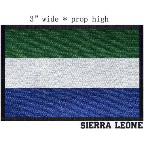 SIERRA LEONE 100% embroidery black border flag patch 3" wide custom embroidered patch