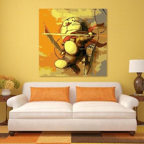 Japanese cartoon Doraemon wall poster picture framed diy oil painting on canvas modular digital paint by numbers kids room