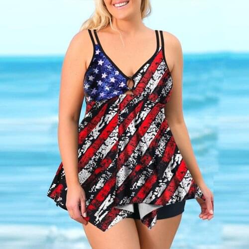 WomenS Swimsuit American Flag Printed Tank Brief Set Summer WomenS Beach Swimwear 2 Pieces Bathing Suit Dropshipping