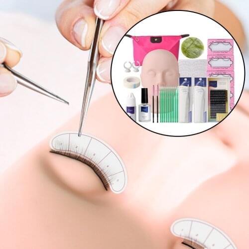 14pcs Salon Eyelash Extension Starter Kit With Mannequin Home Gift Practice Tool Accessories Training Head Multifunction Makeup