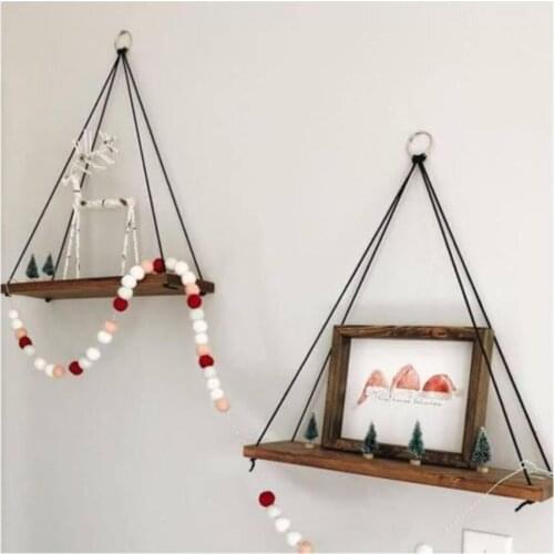 2 Adet Dekoratif Masif Ahşap Duvar Rafı