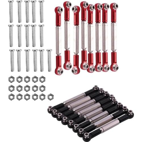 2Set for Metal Tie Rod for WPL 1:16 Henglong Truck Crawler Update Parts,Black & Red
