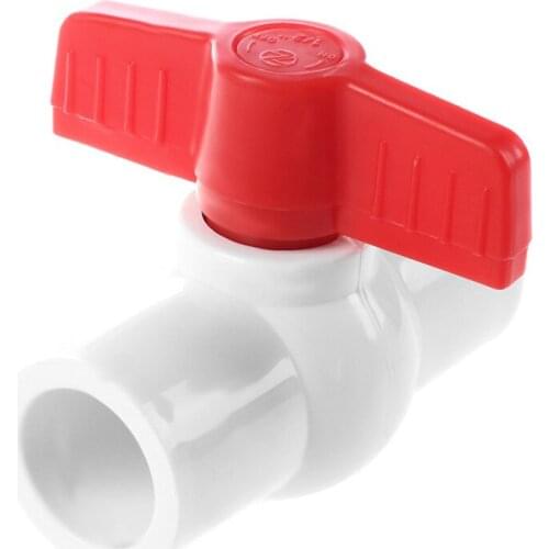 20mm x 20mm Slip Plumbing T Handle Full Port PVC-U Ball Valve white+red