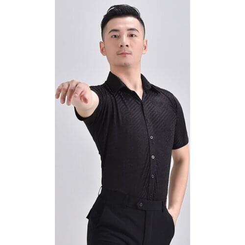 2021 Modern Dance Clothes MenS Ballroom Dance Shirt New Latin Dance Practice Clothes Chacha Samba Performance Costumes