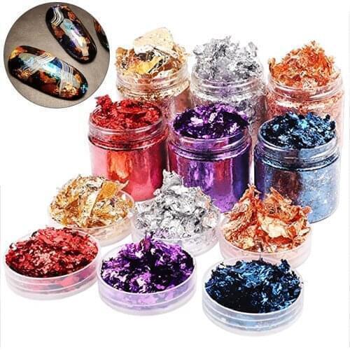 3g Colorful Gold Leaf Red Purple Blue Copper Aluminum Foil Paper Decoration Painting Gilding DIY Epoxy Crafts Filling Nail Decor