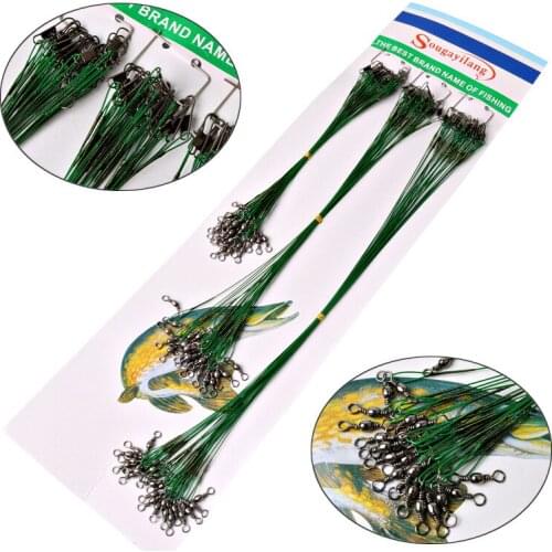 72Pcs Fishing Leader Line Steel Fishing Line with Spinner Metal Swivel Fishing Line Rope 15cm 21cm 30cm Fishing Accessories