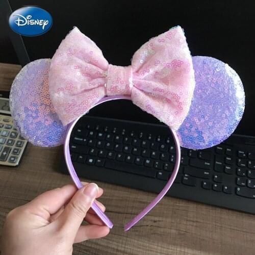 Disney Bows Lovely Girls Minnie Mickey Headband Ears Hair-Accessories Kid Women Head-Accessories Headdress Head Band Party