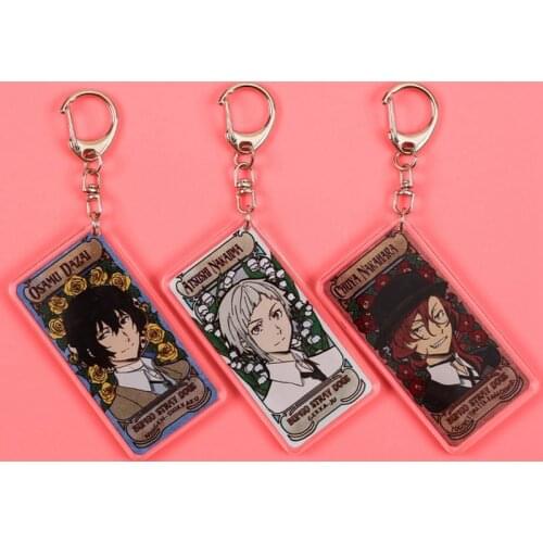 Anime Mini Dakimakura Bungo Stray Dogs Osamu Dazai Keychain Nakajima Atsushi Hanging Decoration Acrylic key chain keyring