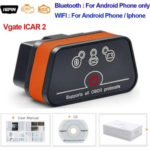 Vgate iCar2 ELM327 OBD2 Bluetooth elm 327 V2.1 OBD II WiFi icar 2 Automotive Diagnostic Scanner for Android/PC/IOS Code Reader