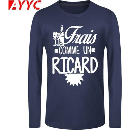 AYYC long sleeve tee Camisetas de moda corta para hombres 100% cuello redondo estampado hombres Frais comme un ricard