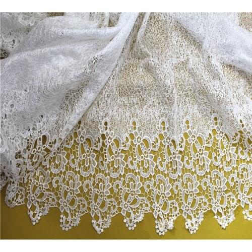 Free Shipping! 5yards White Embroidery African Cord Laces Swiss Guipure Lace Fabric For Nigerian Wedding Dresses High Quality