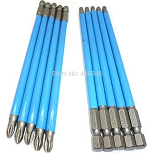 10pcs 150mm 6" Ph2 Magnetic Phillips Head Screwdriver Bits Screw Driver Bit Magnetic Philips 2 Screw Driver Bit 1/4" Hex Shank