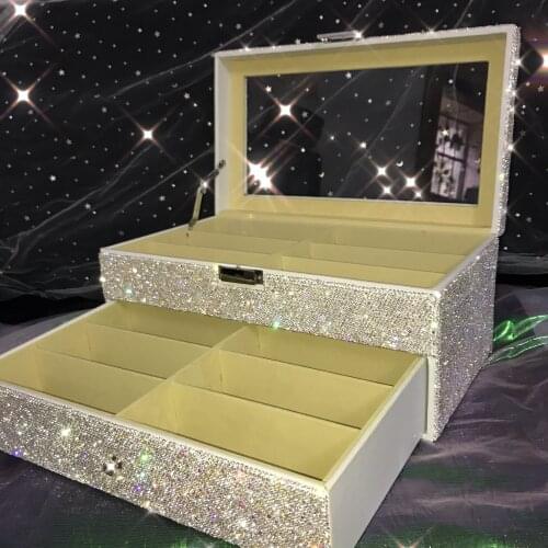 Sparkling Glasses Case 12 Grids Sunglass Organizer Luxury Diamond Leather Eyeglasses Collector Eyewear Display Storage Box