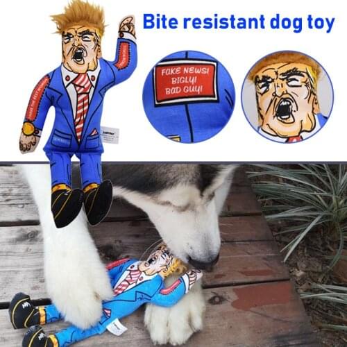 Newest Canvas Dog Toy Squeaky Cat Puppy Chew Toys Cartoon Trump Vent Toys Pet Teeth Cleaning Training Product for Biting