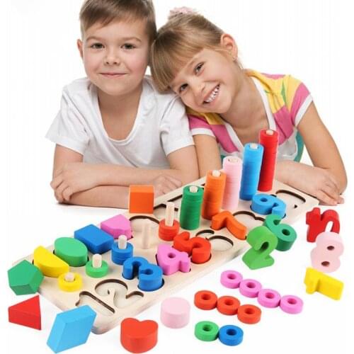 Montessori Preschool Math Toy Geometric Shapes Cognition Figures Wooden Developing Busy Board Educational Toy For Children