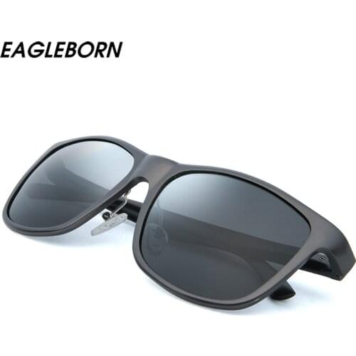 EAGLEBORN Aluminum+TR90 Sunglasses Men Polarized Brand Designer Points Women/Men Vintage Model Eyewear Driving Sunglasses Hacker