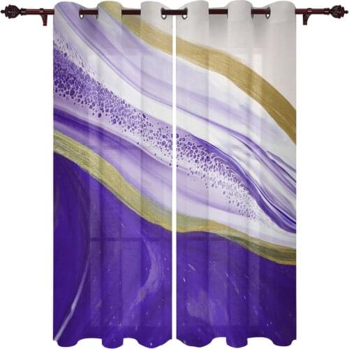 Purple Gradient Texture Marbling Window Curtains Kids Room Living Room Curtain Panels Valance Curtains for Kitchen