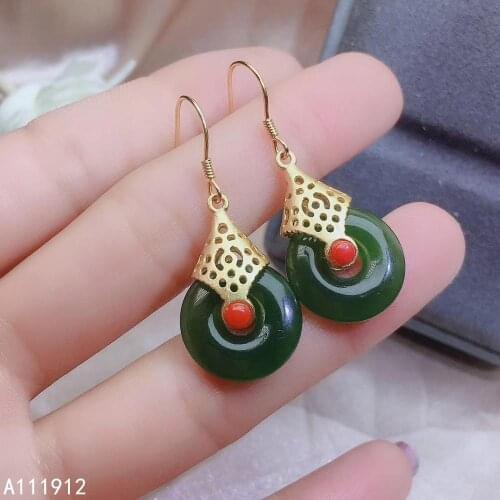 KJJEAXCMY fine jewelry natural Jasper 925 sterling silver women earrings support test classic