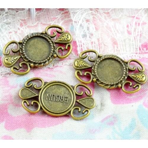 50 Pieces/Lot Round 8MM Base Vintage Style Antique Bronze Plated Pendant Blanks Diy Accessories