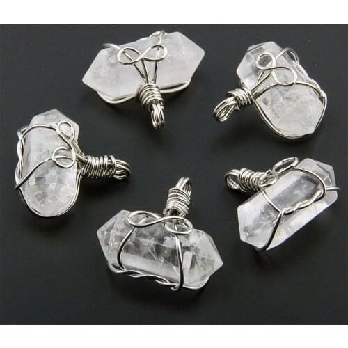 Natural Stone Pendant Cone-shaped Clear Quartzs Pendant Necklace For DIY Jewelry Best Birthday Gift Size 27x27x15mm