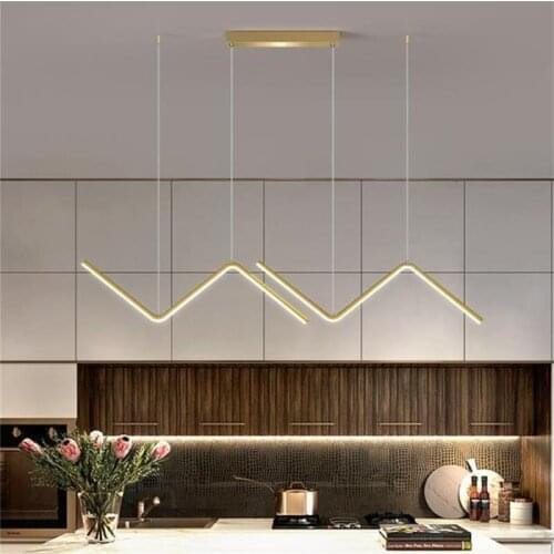 Dining room chandelier Nordic coffee shop milk tea shop line art bar counter geometric dining room table lamp