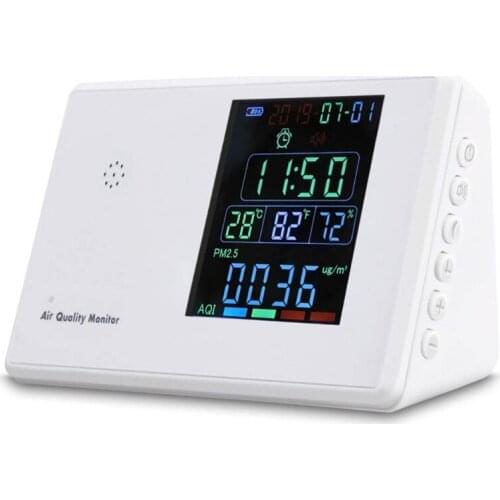 Multifunctional Air Quality Detector Formaldehyde Carbon Dioxide TVOC PM10 Tester Temperature Humidity Detection Meter Clock