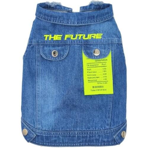 Fashion Dog Demin Waistcoat Jacket New Style Dog Suit Winter Warm Jeans Clothing for Small Medium Dogs Schnauzer Jeans Coat