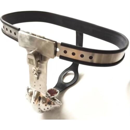 Male T Type Adjustable Waistbelt Stainless Steel Chastity Belt With Ventilate Scrotum Groove Cock Penis Cage Bdsm Sex Toy