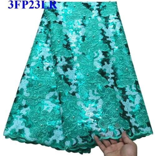 Nigerian Lace Fabric 2018 High Quality with beads Lace Fabric African Lace Material Sequins Embroidery tulle Lace Fabric LO003