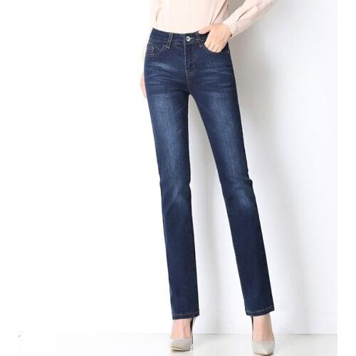 2019 New Women Flare Jeans Elastic Waist Blue Wide Leg Denim Pants Plus Size Female Fashion Trend Casual Loose Trousers Spring