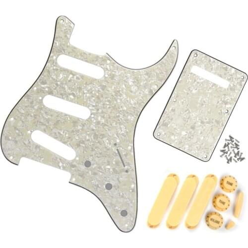 NEW Set of Guitar Part 11 Hole Electric Guitar Pickguard SSS Strat Back Plate Tone Volume Knobs Switch Tips Closed Pickup Covers