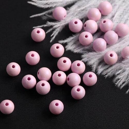New product with a hole 8 mm color frosted round pearl 50 plastic beads DIY necklace bracelet beads material